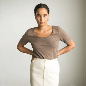 NWOT HJ Tee in Funghi new XL unworn extra large brown taupe tan neutral scoop